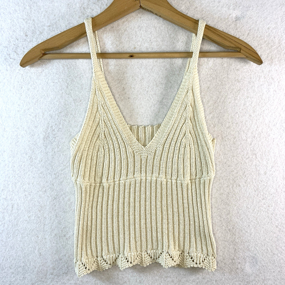 Womens Babydoll Crochet Tank Top Sz XS/S Cowgirl Festival Boho Romantic Hippie